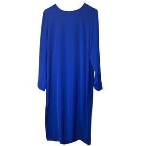 H&M Elegant Blue Long Sleeve MIDI Draped back Dress NWT 10